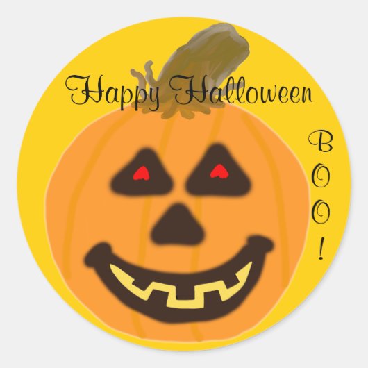 ハロウィーンオレンジカボチャ ラウンドシール (正面)