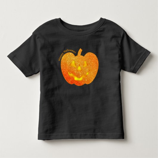 ハロウィーンオレンジグリッターパンプキン トドラーTシャツ (正面)