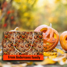 ハロウィーンオレンジスタイリッシュ色 ラージペーパーバッグ