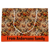 ハロウィーンオレンジスタイリッシュ色 ラージペーパーバッグ (正面)