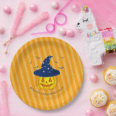 ハロウィーンオレンジスパークリーストライプズカボチャ ペーパープレート (パーティー)