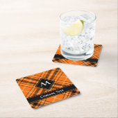 ハロウィーンオレンジタータンチェック スクエアペーパーコースター (インサイチュ)