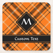 ハロウィーンオレンジタータンチェック スクエアペーパーコースター (正面)