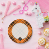 ハロウィーンオレンジタータンチェック ペーパープレート (パーティー)