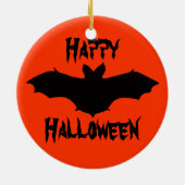 ハロウィーンオレンジブラックこうもりオーナメント セラミックオーナメント (裏面)