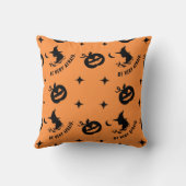 ハロウィーンオレンジブラックカ不気味ボプキンウィッチ クッション (裏面)