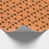 ハロウィーンオレンジブラックカ不気味ボプキンウィッチ ラッピングペーパー (角)