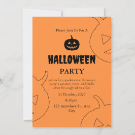 ハロウィーンオレンジブラックカ不気味ボプキンウィッチ 招待状