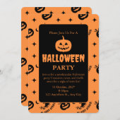 ハロウィーンオレンジブラックカ不気味ボプキンウィッチ 招待状 (正面/裏面)