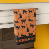 ハロウィーンオレンジブラックキャット キッチンタオル