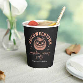 ハロウィーンオレンジブラックパンプキンカービングパーティー 紙コップ