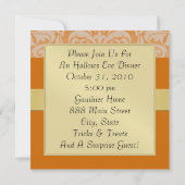 ハロウィーンオレンジマスクダマスク金ゴールド招待状 招待状 (裏面)