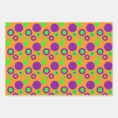 ハロウィーンオレンジ幽霊かわいいストライプドットキッズ ラッピングペーパーシート (正面3)