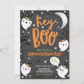 ハロウィーンオレンジ幽霊キッズスポックタキュラパーティー 招待状 (正面)