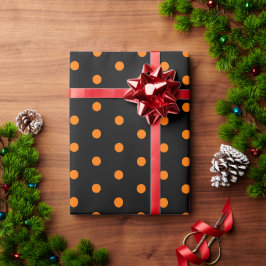 ハロウィーンオレンジ水玉模様誕生日カスタム文字 ラッピングペーパー