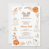 ハロウィーンオレンジ私たちの小さなブーブベビーシャワー 招待状 (正面)