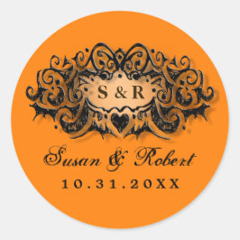 ハロウィーンオレンジ結婚ブラックの丸ラベル名 ラウンドシール