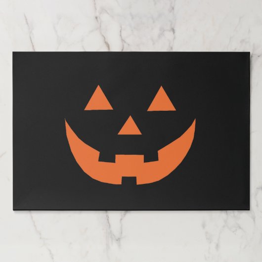 ハロウィーンオレンジ色のブラックハロウィーンのカボチャのちょうちんランチョンマット ペーパーパッド (正面)