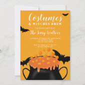 ハロウィーンオレンジ色のポーションこうもりの衣装パーティー 招待状 (正面)