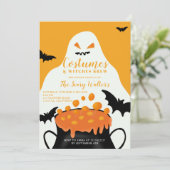 ハロウィーンオレンジ色のポーション幽霊の衣装パーティー 招待状 (スタンド正面)