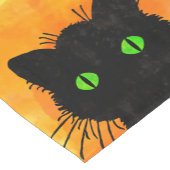 ハロウィーンオレンジ色の可愛らしい覗き見た黒猫 ショートテーブルランナー (コーナー)