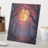 ハロウィーンオレンジ色の月 台座サイン (インサイチュ)