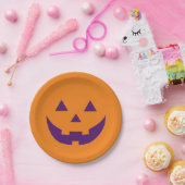 ハロウィーンオレンジ色の紫のハロウィーンのカボチャのちょうちんカボチャ ペーパープレート (パーティー)