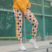 ハロウィーンオレンジ色の黒い不気味なモダンクモ レギンス