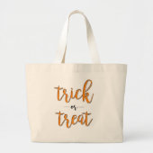 ハロウィーンオレンジ色の黒をトリックまたはシンプル治療する ラージトートバッグ (正面)