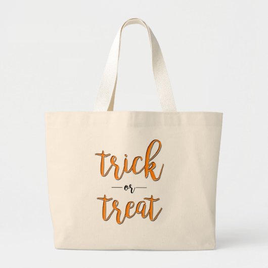 ハロウィーンオレンジ色の黒をトリックまたはシンプル治療する ラージトートバッグ (正面)
