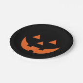 ハロウィーンオレンジ色の黒ハロウィーンのカボチャのちょうちん怖おもしろい ペーパープレート (アングル)
