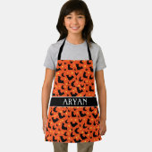 ハロウィーンオレンジ色の黒パタミニマルーン エプロン (インサイチュ)