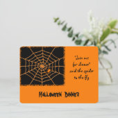 ハロウィーンオレンジ色スパイダーディナーパーティー招待状 招待状 (スタンド正面)