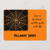 ハロウィーンオレンジ色スパイダーディナーパーティー招待状 招待状 (正面)