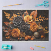 ハロウィーンオレンジ&ブラックバラデコページ紙 薄葉紙 (クラフト)