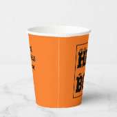 ハロウィーンオレンジ&ブラック上の名前Hey Boo目玉 紙コップ (右)