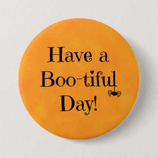 ハロウィーンオレンジ – "Have a Boo-Healy day!" 缶バッジ
