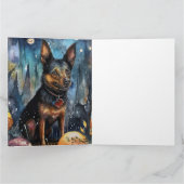 ハロウィーンオーストラリアのケルピーとカボチャ怖い カード (内部)