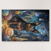 ハロウィーンオーストラリアのケルピーとカボチャ怖い ジグソーパズル (横)