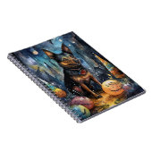 ハロウィーンオーストラリアのケルピーとカボチャ怖い ノートブック (右側)