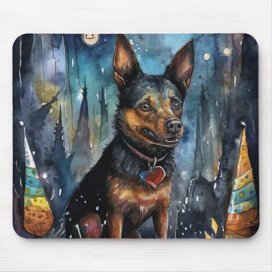 ハロウィーンオーストラリアのケルピーとカボチャ怖い マウスパッド (正面)