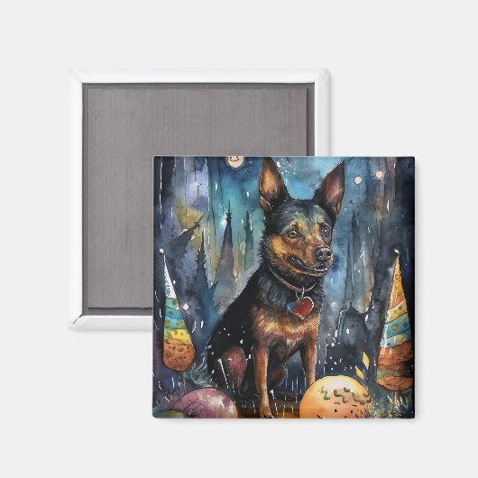 ハロウィーンオーストラリアのケルピーとカボチャ怖い マグネット (正面/裏面)