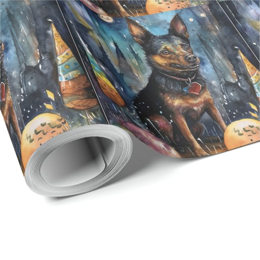 ハロウィーンオーストラリアのケルピーとカボチャ怖い ラッピングペーパー (ロールコーナー)