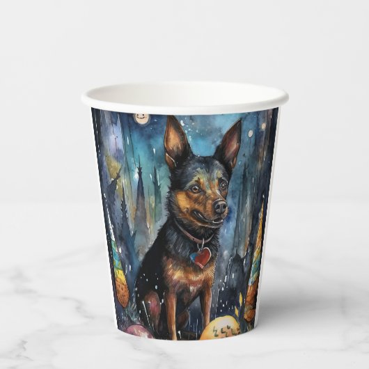 ハロウィーンオーストラリアのケルピーとカボチャ怖い 紙コップ (裏面)