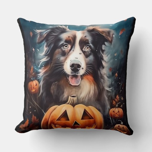 ハロウィーンオーストラリアの羊飼いカボチャ怖い クッション (正面)