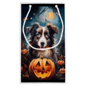 ハロウィーンオーストラリアの羊飼いカボチャ怖い スモールペーパーバッグ (裏面)