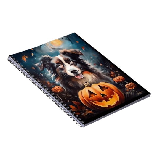 ハロウィーンオーストラリアの羊飼いカボチャ怖い ノートブック (右側)