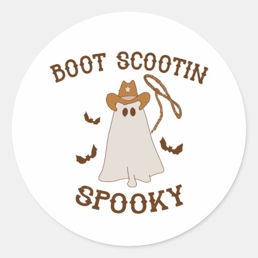ハロウィーンカウボーイブートスクー不気味チン ラウンドシール (正面)