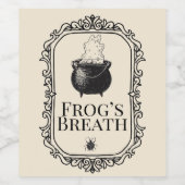 ハロウィーンカエルの息の飲みおもしろい物 ワインラベル (シングルラベル)