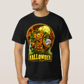 ハロウィーンカカクレロースカルカボプキンヘッドナイフこうもり Tシャツ (正面)